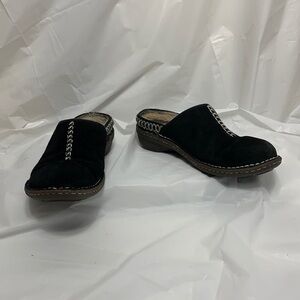 WOMEN Ugg Black Suede Slip on lined Mules Stuke 5177 Size 8